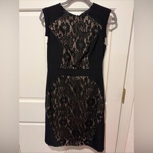 Adrianna Papell Black Lace Midi Dress